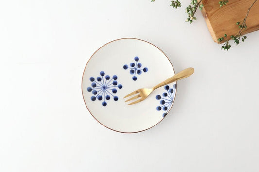 Yoshida Ware Round Plate Flower-dot 15cm/5.9in