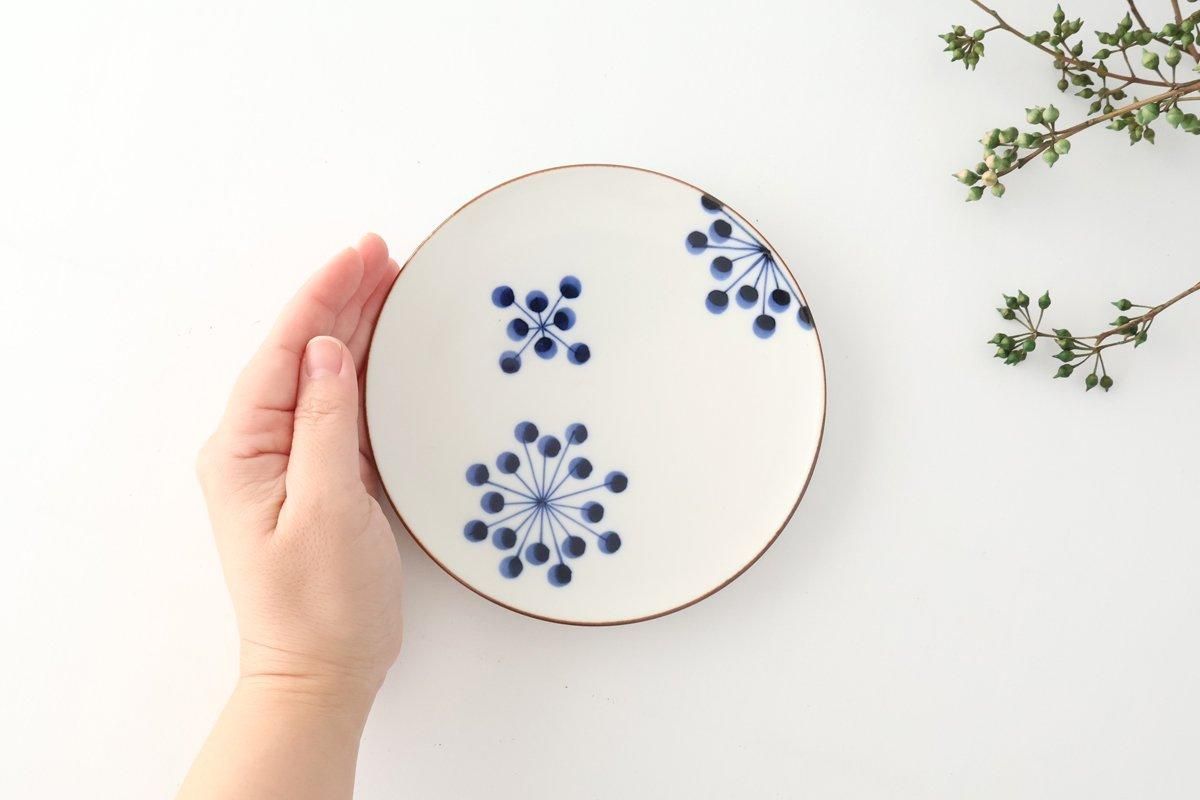 Yoshida Ware Round Plate Flower-dot 15cm/5.9in