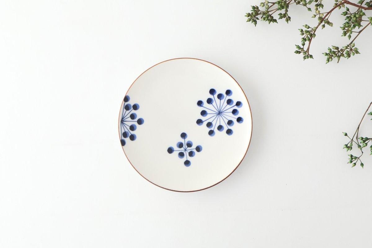 Yoshida Ware Round Plate Flower-dot 15cm/5.9in