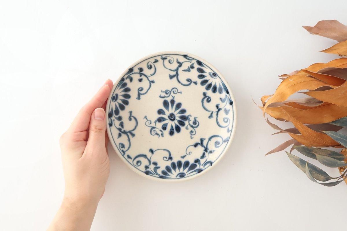 Round Plate Blue Flower Annan 15cm/5.9in | Mino Ware