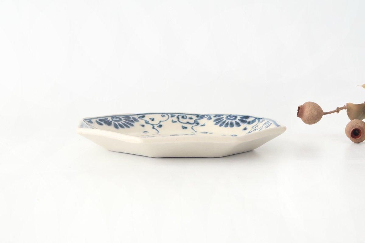 Octagonal Plate Blue Flower Annan | Mino Ware