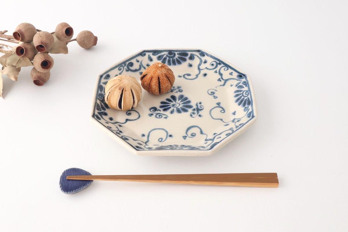 Octagonal Plate Blue Flower Annan | Mino Ware
