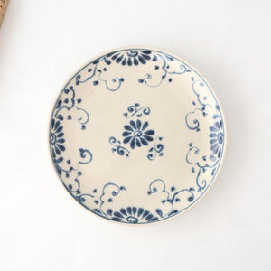 Round Plate Blue Flower Annan21cm/8.3in | Mino Ware