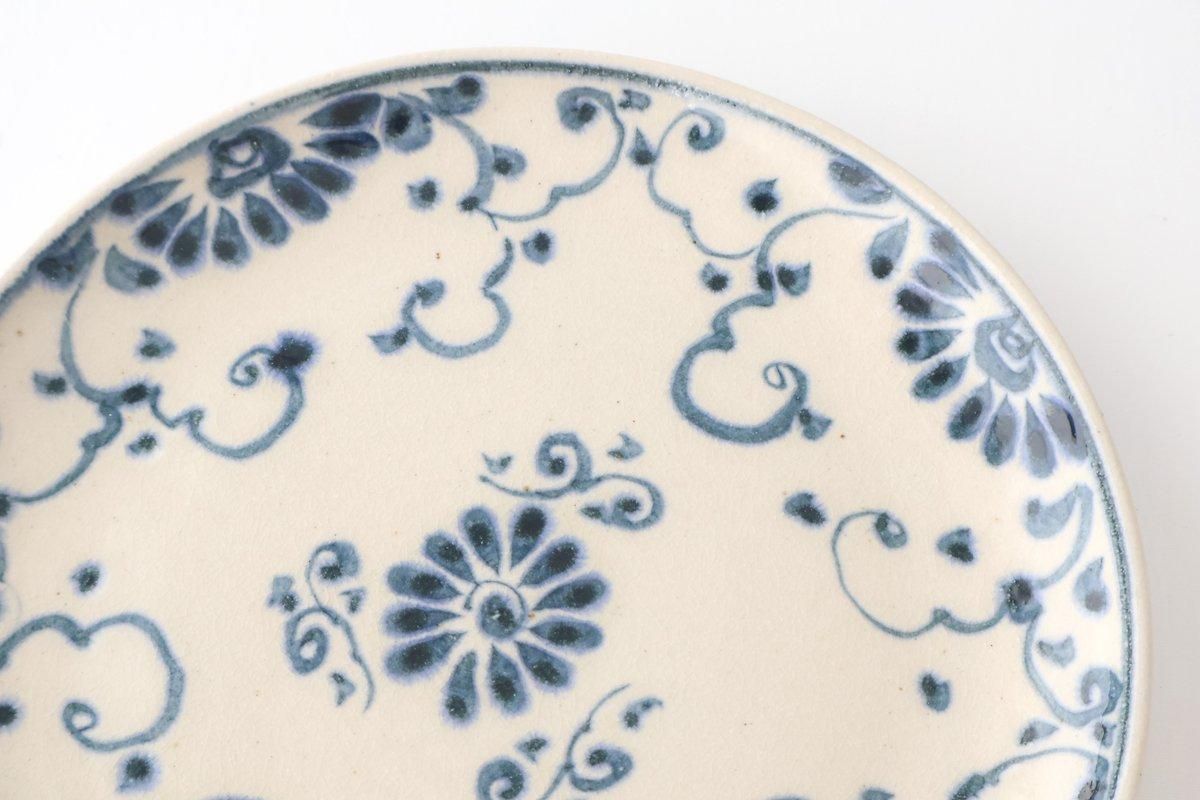 Round Plate Blue Flower Annan21cm/8.3in | Mino Ware