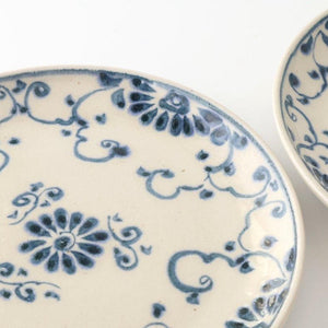 Round Plate Blue Flower Annan21cm/8.3in | Mino Ware