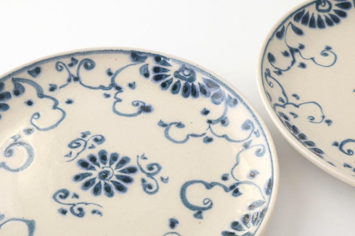 Round Plate Blue Flower Annan21cm/8.3in | Mino Ware