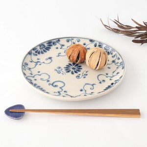 Round Plate Blue Flower Annan21cm/8.3in | Mino Ware