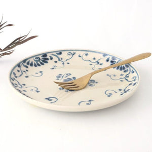 Round Plate Blue Flower Annan21cm/8.3in | Mino Ware