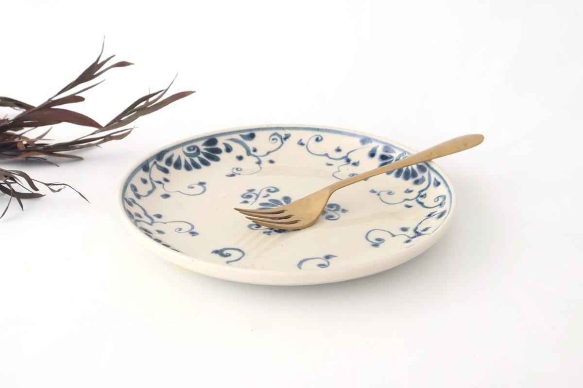 Round Plate Blue Flower Annan21cm/8.3in | Mino Ware