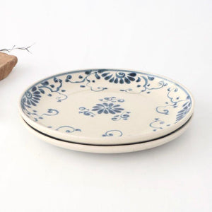 Round Plate Blue Flower Annan21cm/8.3in | Mino Ware