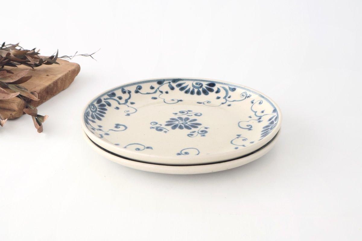 Round Plate Blue Flower Annan21cm/8.3in | Mino Ware