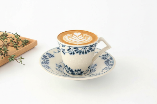 Cup and Saucer Blue Flower Annan | Mino Ware