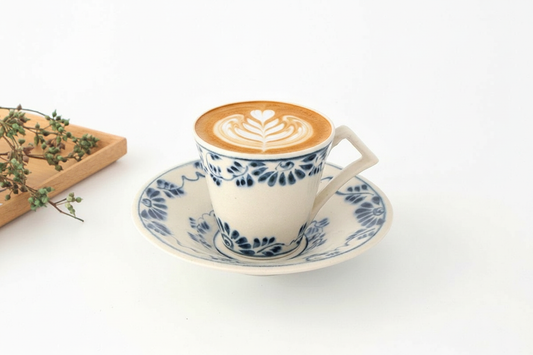 Cup and Saucer Blue Flower Annan | Mino Ware