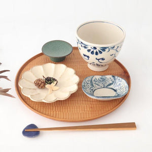 Oval Small Bowl Blue Flower Annan | Mino Ware