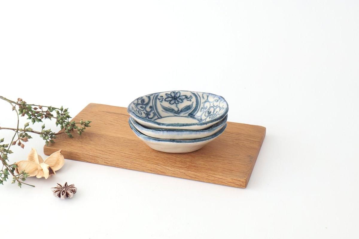 Oval Small Bowl Blue Flower Annan | Mino Ware