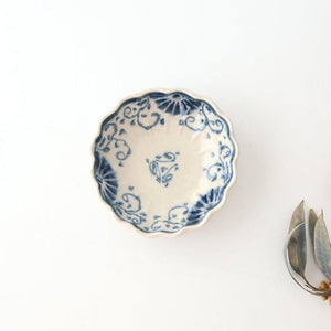 Small Chrysanthemum-shaped Bowl Blue Flower Annan | Mino Ware