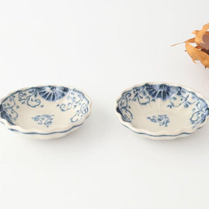 Small Chrysanthemum-shaped Bowl Blue Flower Annan | Mino Ware