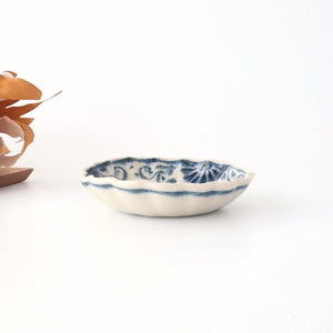 Small Chrysanthemum-shaped Bowl Blue Flower Annan | Mino Ware