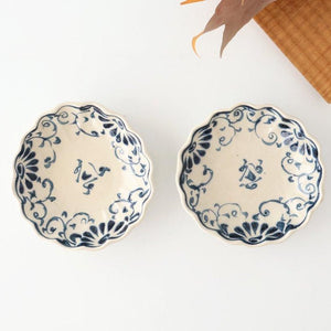 Small Chrysanthemum-shaped Bowl Blue Flower Annan | Mino Ware