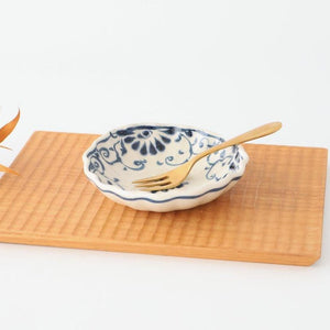 Small Chrysanthemum-shaped Bowl Blue Flower Annan | Mino Ware