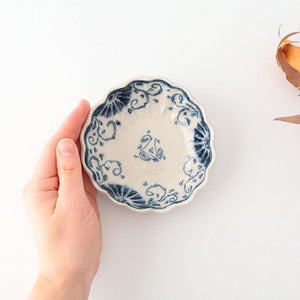 Small Chrysanthemum-shaped Bowl Blue Flower Annan | Mino Ware