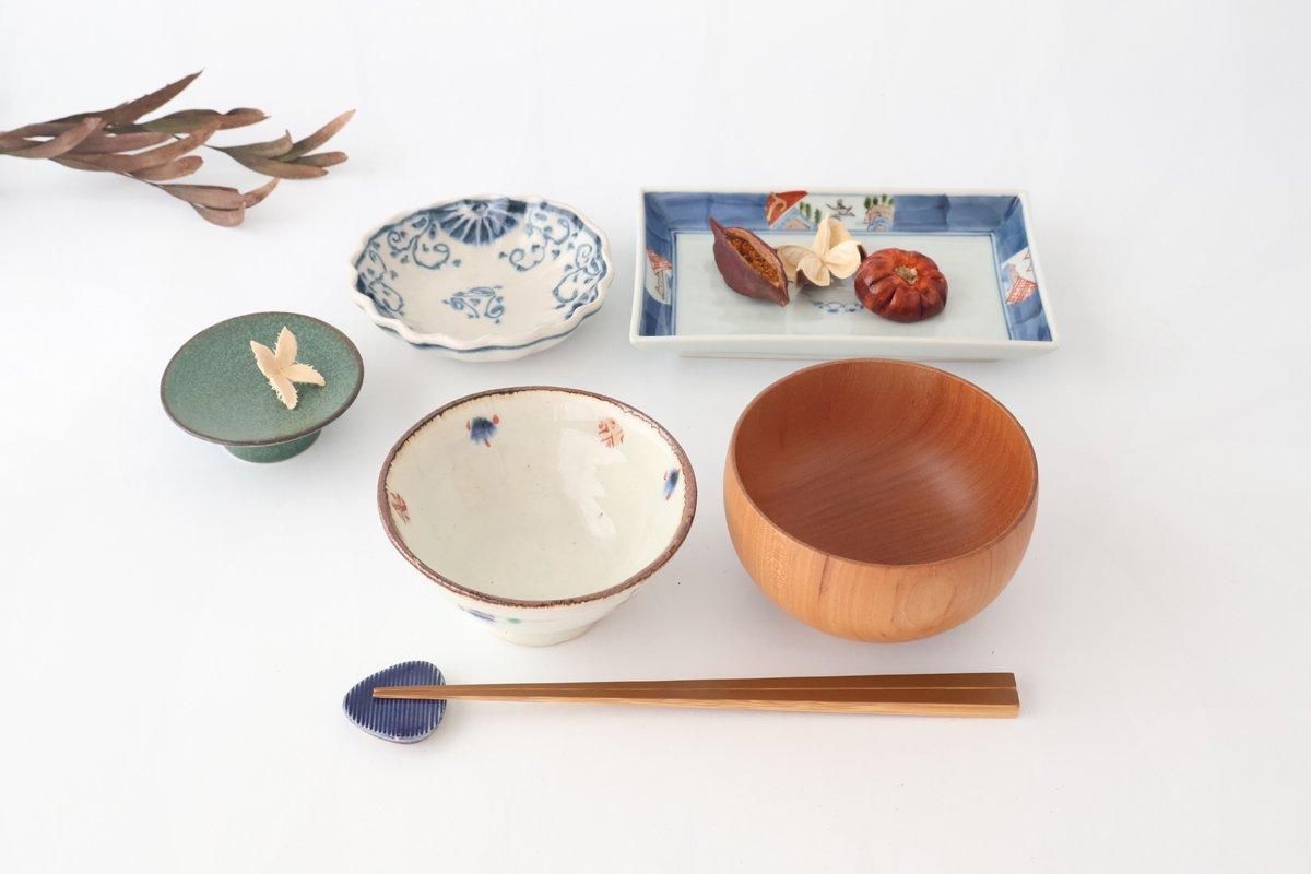 Small Chrysanthemum-shaped Bowl Blue Flower Annan | Mino Ware