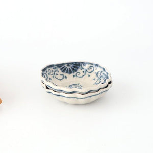 Small Chrysanthemum-shaped Bowl Blue Flower Annan | Mino Ware