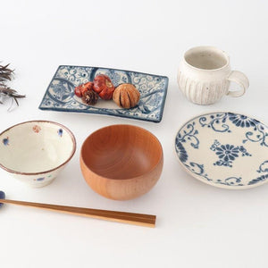 [UTSUWABI Special Order] Long Rectangular Plate Blue Flower Annan | Mino Ware