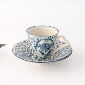 [UTSUWABI Special Order] Cup & Saucer Blue Big Flower Annan | Mino Ware