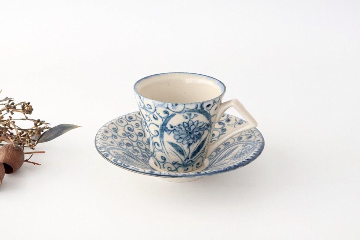 [UTSUWABI Special Order] Cup & Saucer Blue Big Flower Annan | Mino Ware
