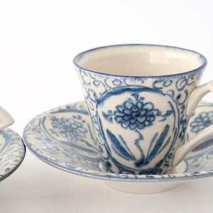 [UTSUWABI Special Order] Cup & Saucer Blue Big Flower Annan | Mino Ware