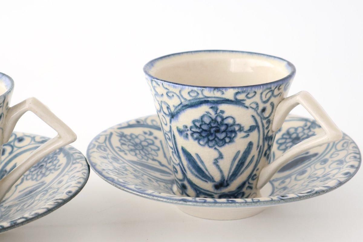 [UTSUWABI Special Order] Cup & Saucer Blue Big Flower Annan | Mino Ware