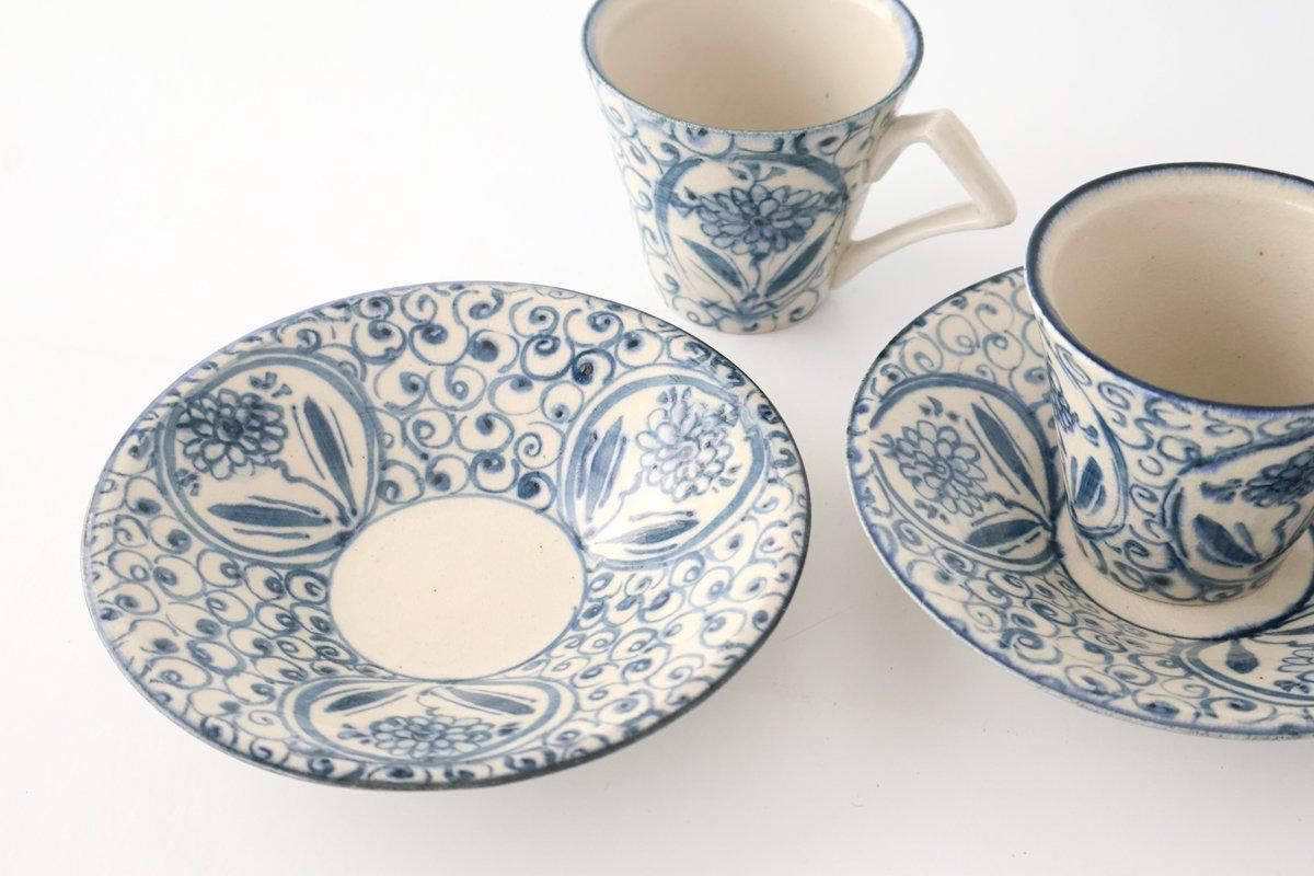 [UTSUWABI Special Order] Cup & Saucer Blue Big Flower Annan | Mino Ware