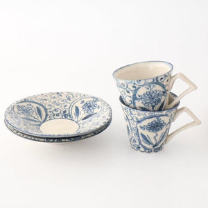 [UTSUWABI Special Order] Cup & Saucer Blue Big Flower Annan | Mino Ware