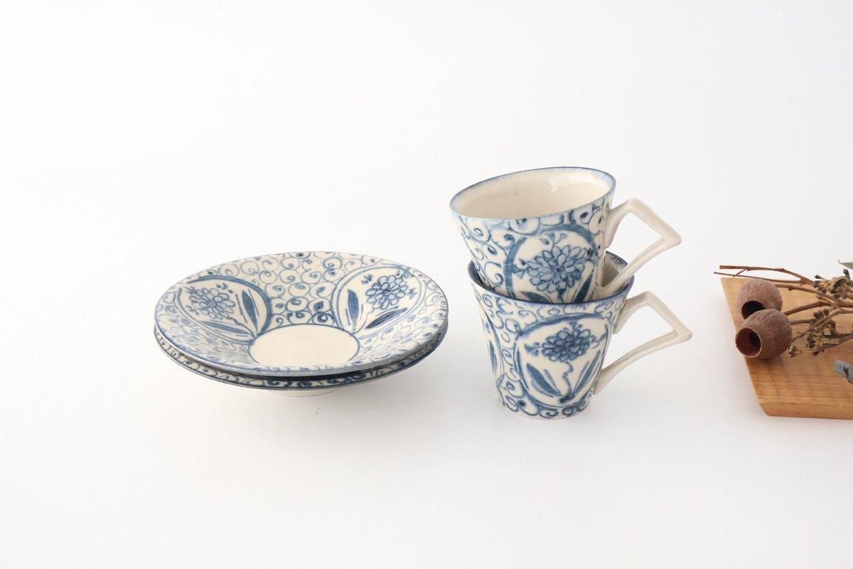 [UTSUWABI Special Order] Cup & Saucer Blue Big Flower Annan | Mino Ware