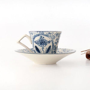 [UTSUWABI Special Order] Cup & Saucer Blue Big Flower Annan | Mino Ware
