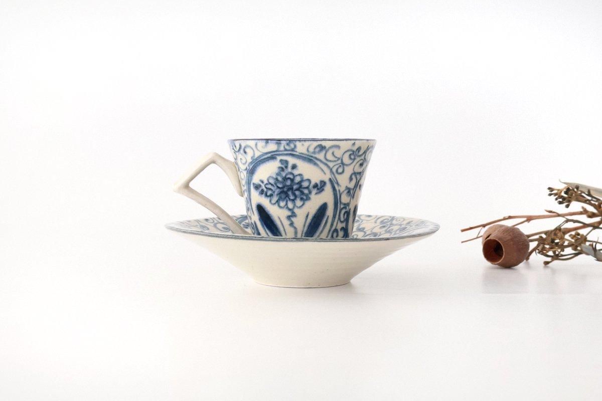 [UTSUWABI Special Order] Cup & Saucer Blue Big Flower Annan | Mino Ware