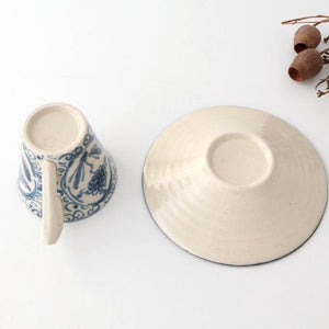 [UTSUWABI Special Order] Cup & Saucer Blue Big Flower Annan | Mino Ware