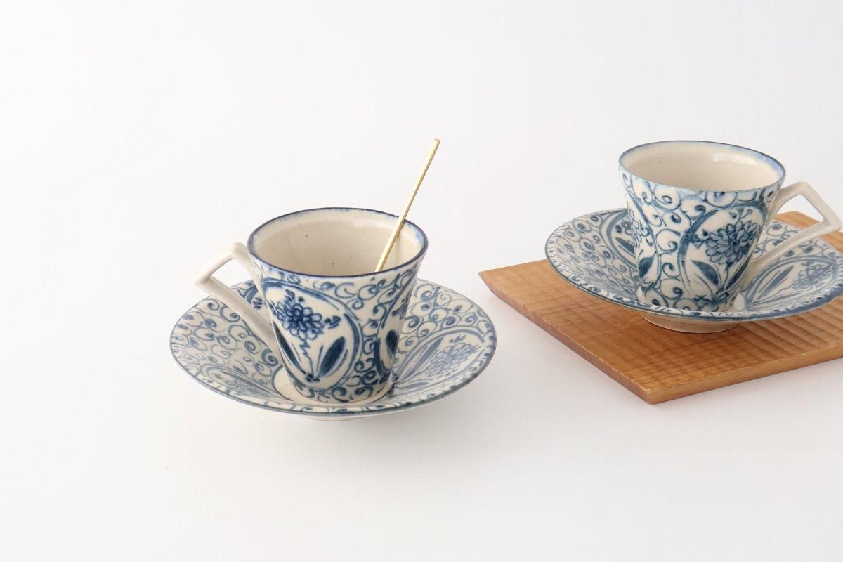[UTSUWABI Special Order] Cup & Saucer Blue Big Flower Annan | Mino Ware