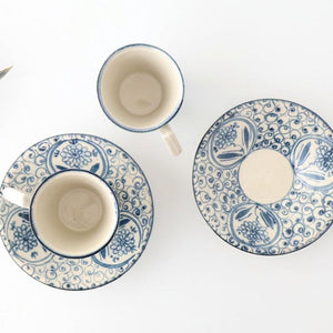 [UTSUWABI Special Order] Cup & Saucer Blue Big Flower Annan | Mino Ware