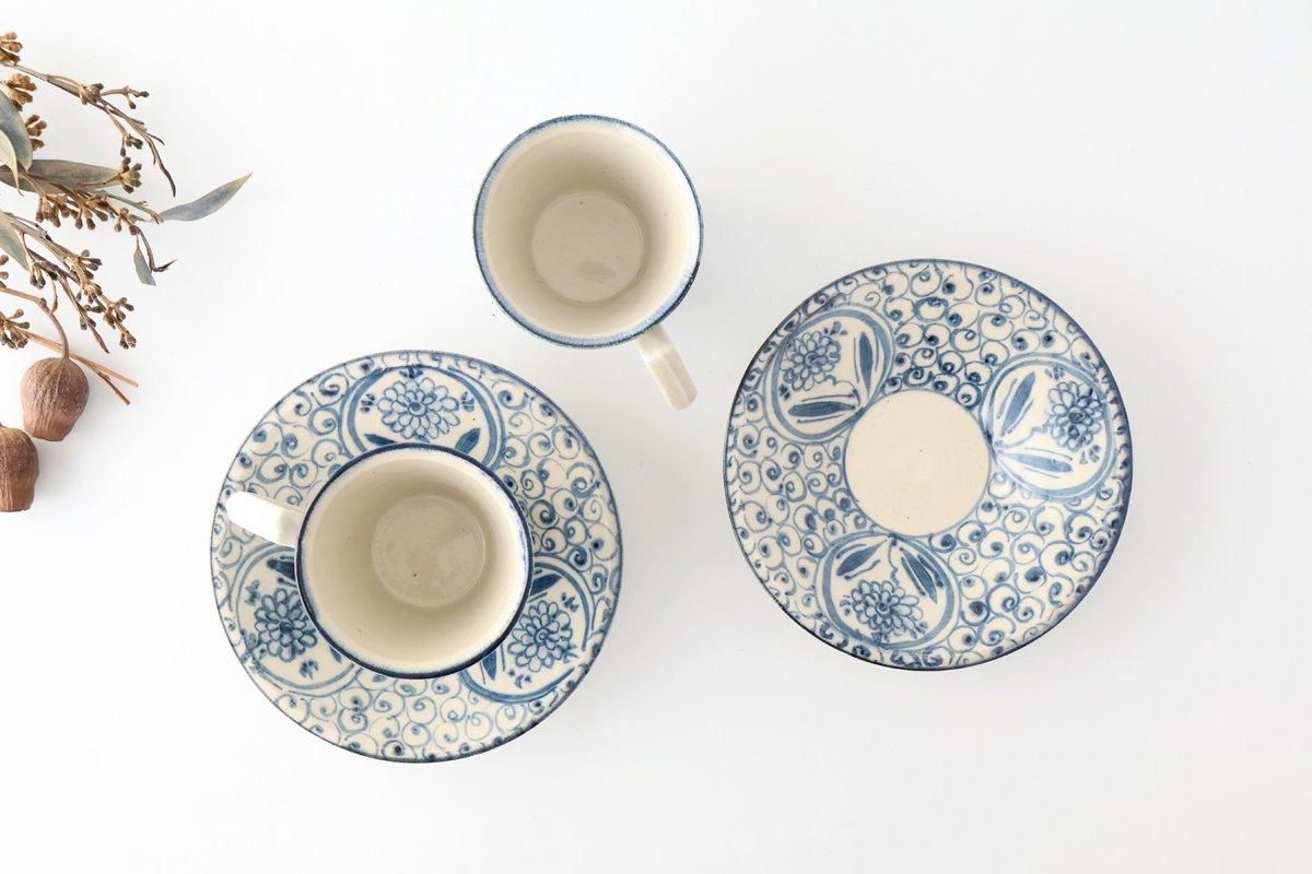 [UTSUWABI Special Order] Cup & Saucer Blue Big Flower Annan | Mino Ware