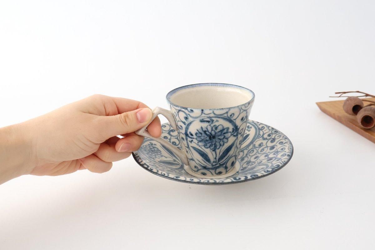 [UTSUWABI Special Order] Cup & Saucer Blue Big Flower Annan | Mino Ware