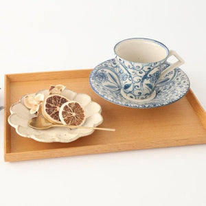 [UTSUWABI Special Order] Cup & Saucer Blue Big Flower Annan | Mino Ware