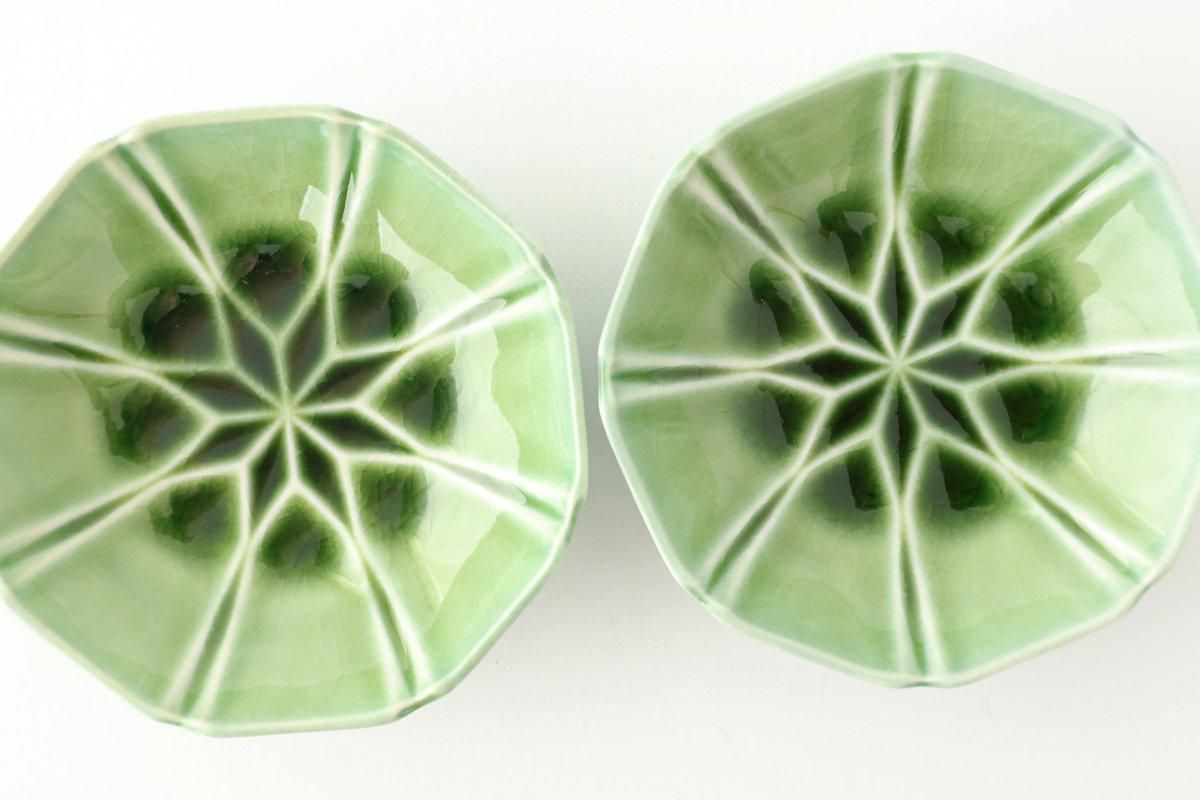 Flower-design Small Bowl Green | Kobachi Mino Ware