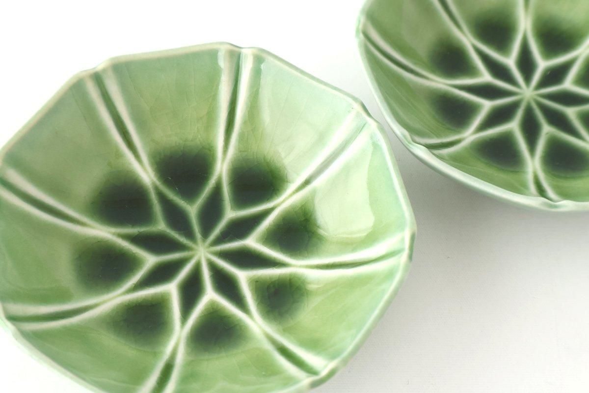 Flower-design Small Bowl Green | Kobachi Mino Ware
