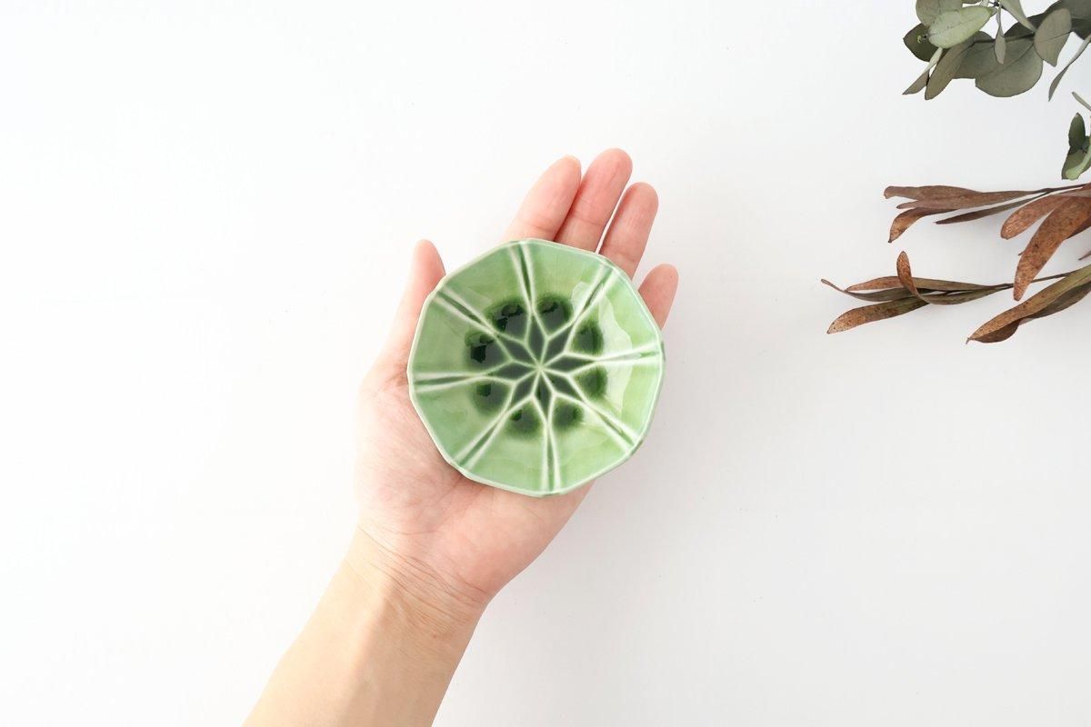 Flower-design Small Bowl Green | Kobachi Mino Ware