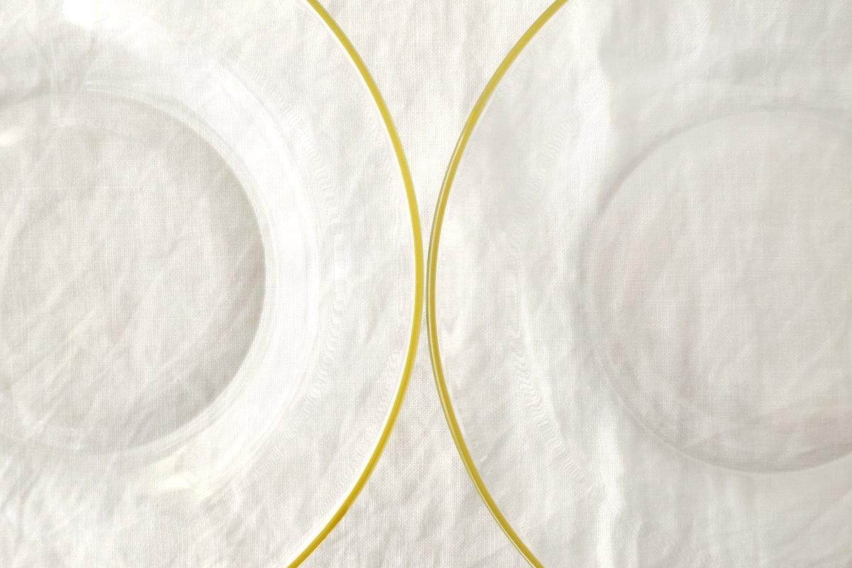 POTPURRI bitte Round Glass Plate Yellow 17.5㎝/6.9in