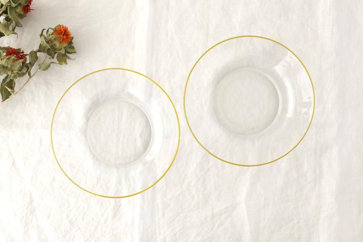 POTPURRI bitte Round Glass Plate Yellow 17.5㎝/6.9in