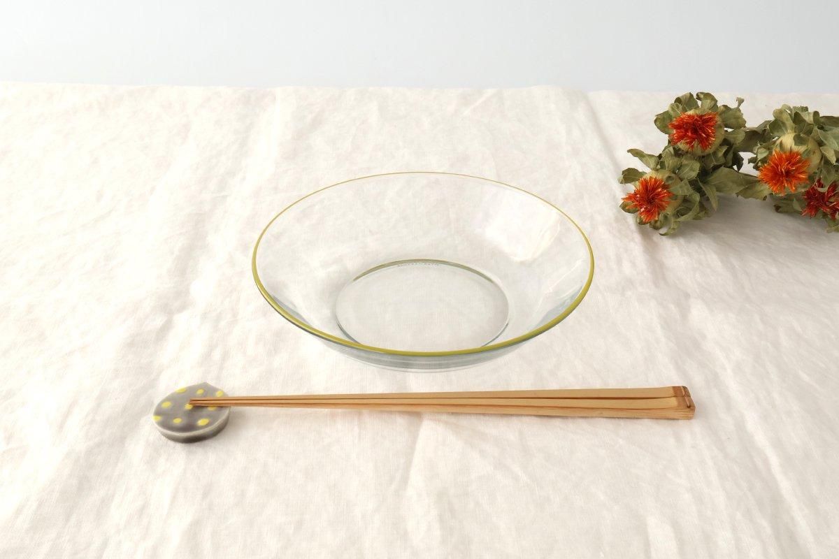 POTPURRI bitte Round Glass Plate Yellow 17.5㎝/6.9in