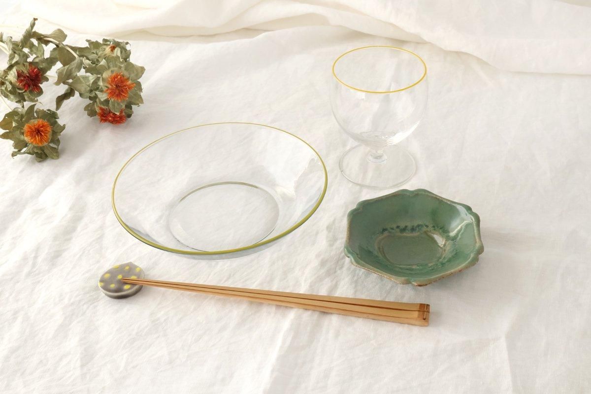 POTPURRI bitte Round Glass Plate Yellow 17.5㎝/6.9in